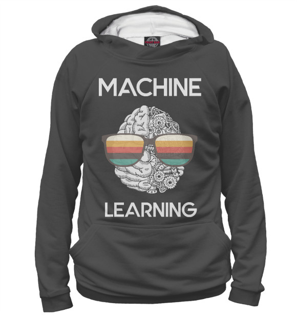 Мужское худи с изображением Machine Learning GeekBrain цвета Белый