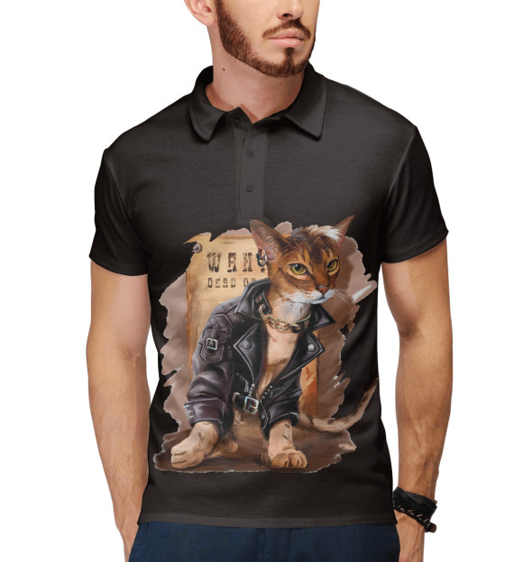 Мужское поло с притом Wanted! цвета Белый Мужское поло с изображением Wanted! цвета Белый