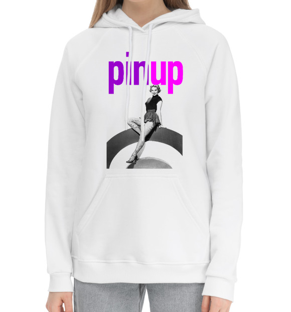 Женский хлопковый худи с изображением Pin up цвета Белый