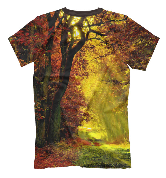 Мужская футболка с изображением Осенний лес цвета Белый