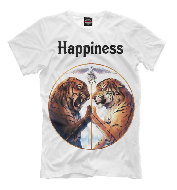 Мужская футболка с изображением Happiness цвета Молочно-белый