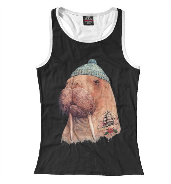 Женская майка-борцовка с изображением Морской лев цвета Белый