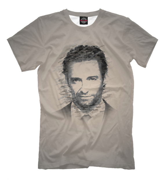 Мужская футболка с изображением Hugh Jackman - Хью Джекман цвета Серый