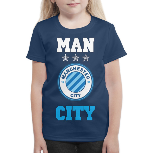 Футболка для девочек с изображением Manchester City цвета Белый