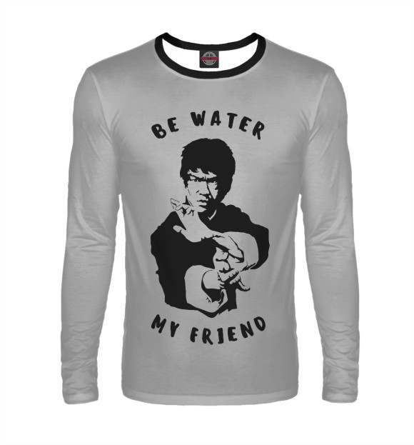 Мужской лонгслив с изображением Be Water My Friend цвета Белый