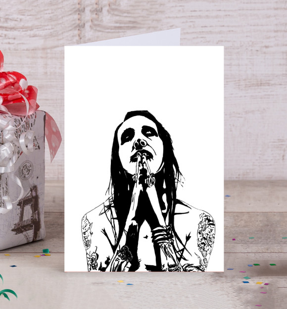 Открытка с изображением Marilyn Manson цвета Белый