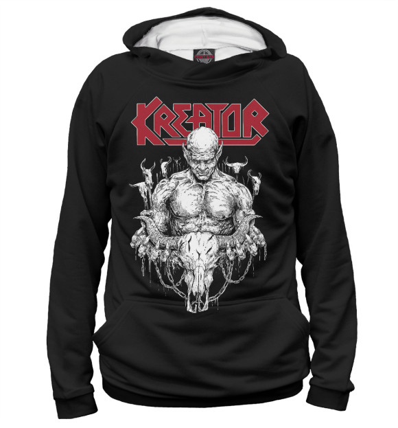 Мужское худи с изображением Kreator - thrash metal band цвета Белый