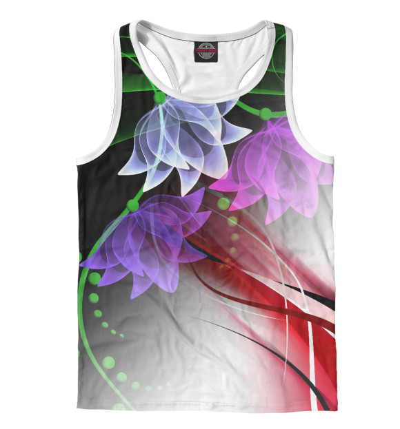 Мужская майка-борцовка с изображением Цветочная абстракция цвета Белый