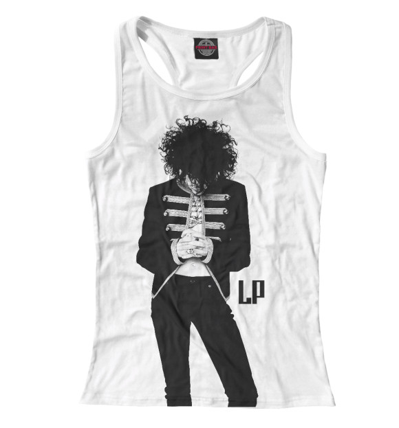 Женская майка-борцовка с притом LP цвета Белый Женская майка-борцовка с изображением LP цвета Белый
