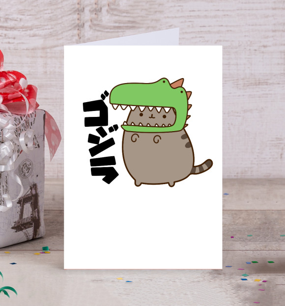 Открытка с изображением Pusheen цвета Белый
