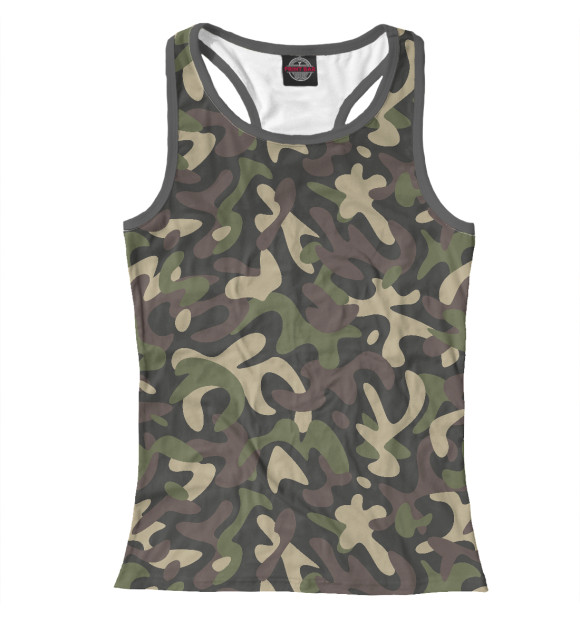 Женская майка-борцовка с изображением Камуфляж цвета Белый