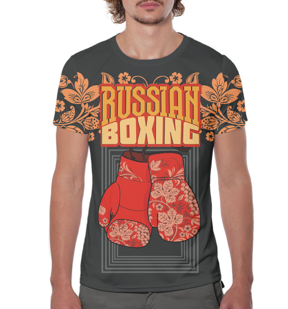 Мужская футболка с изображением Russian Boxing цвета Белый