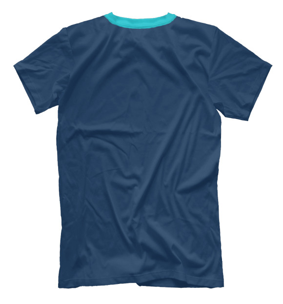 Мужская футболка с изображением Ахалтекинец на голубом цвета Белый