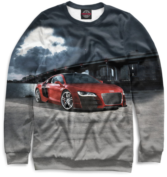 Мужской свитшот с изображением Audi R8 цвета Белый