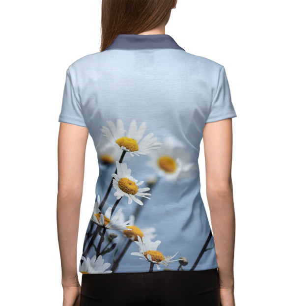 Женское поло с изображением Ромашка цвета Белый