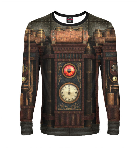 Мужской лонгслив с изображением Стимпанк Глаз цвета Белый