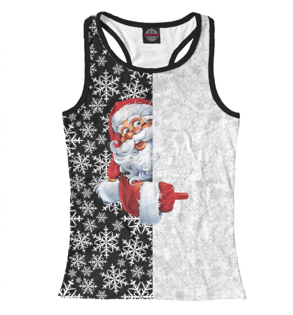 Женская майка-борцовка с изображением Дед Мороз цвета Белый