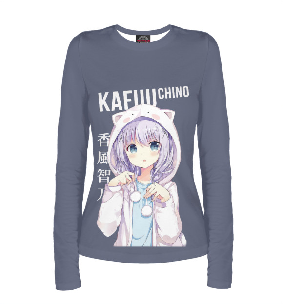 Женский лонгслив с изображением Чино Кафу / Chino Kafuu цвета Белый