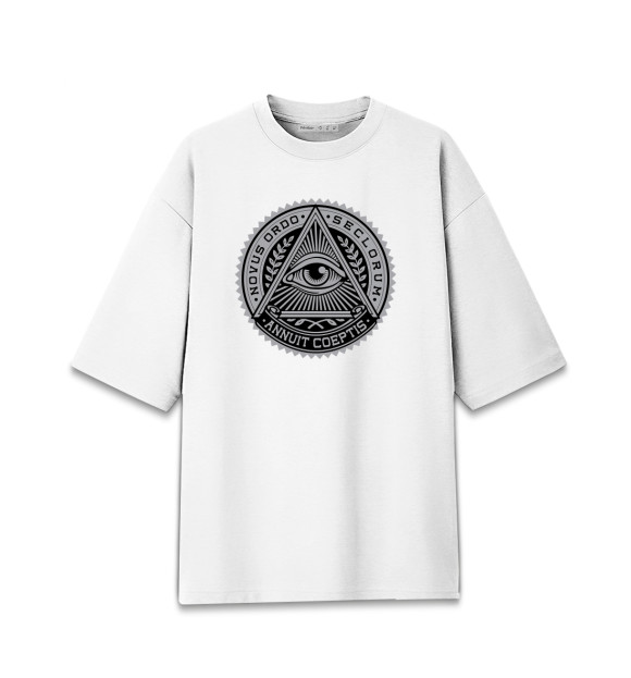 Женская футболка оверсайз с изображением illuminati цвета Белый
