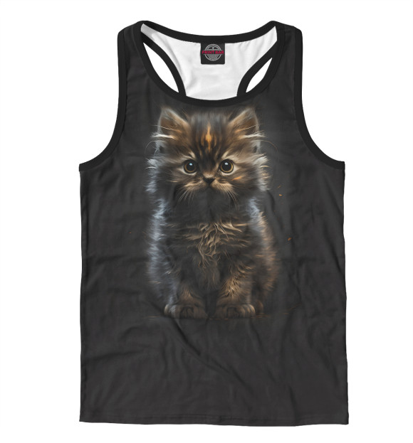 Мужская майка-борцовка с изображением Очень милый котенок цвета Белый