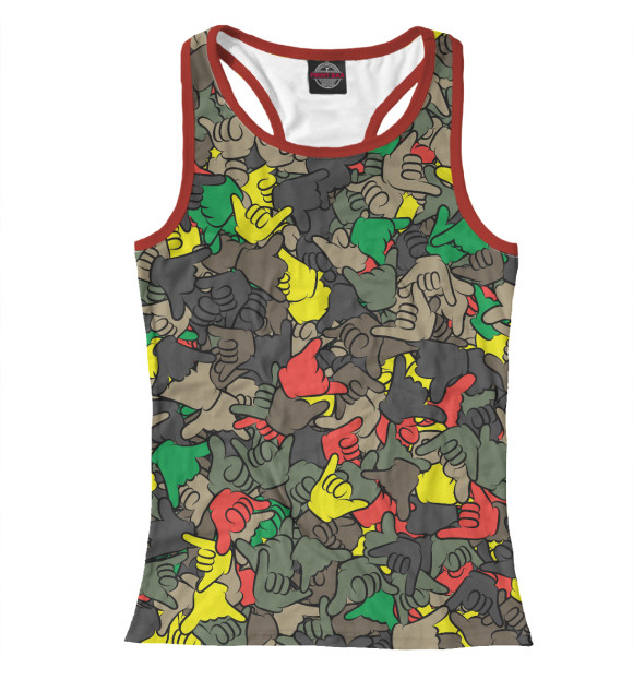 Женская майка-борцовка с изображением Раста-камуфляж цвета Белый