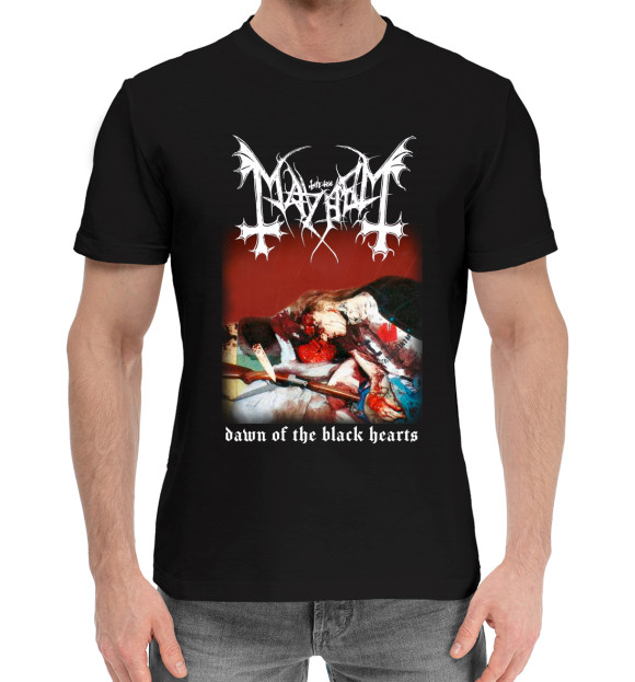 Мужская хлопковая футболка с изображением Mayhem цвета Черный