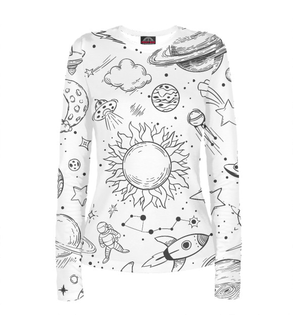 Женский лонгслив с изображением Space цвета Белый