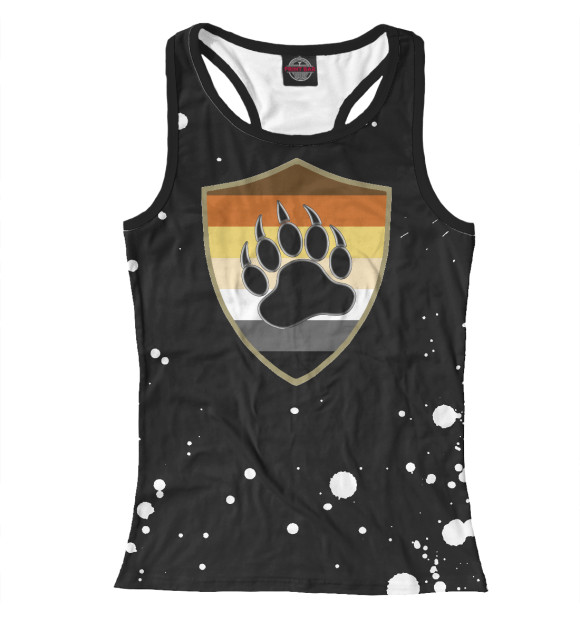 Женская майка-борцовка с изображением Bear Pride Shield Bear цвета Белый