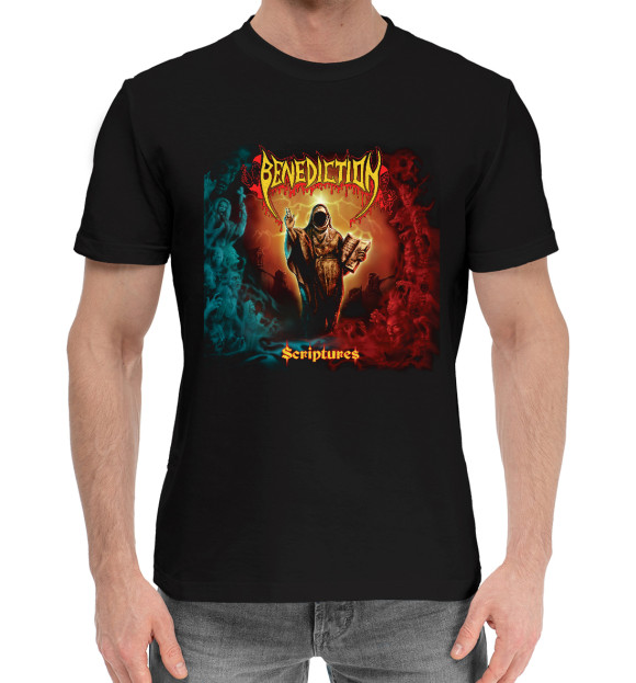 Мужская хлопковая футболка с изображением Benediction цвета Черный