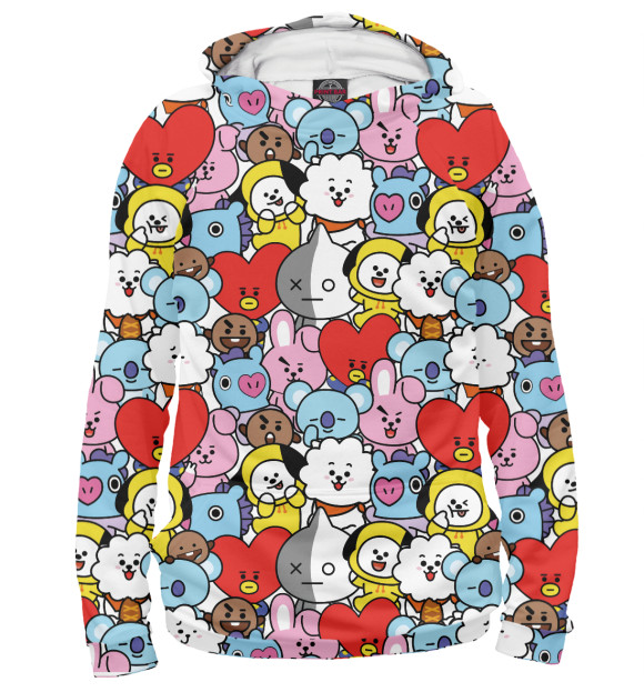 Мужское худи с изображением BT21/BTS цвета Белый