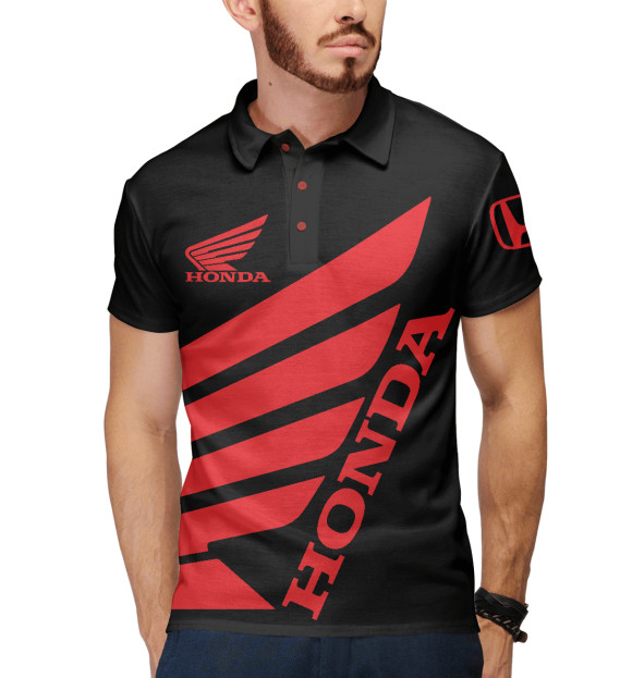 Мужское поло с изображением Honda цвета Белый