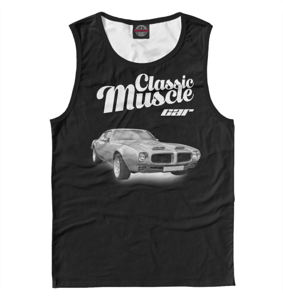 Майка для мальчика с изображением Classic muscle car (черный фон) цвета Белый