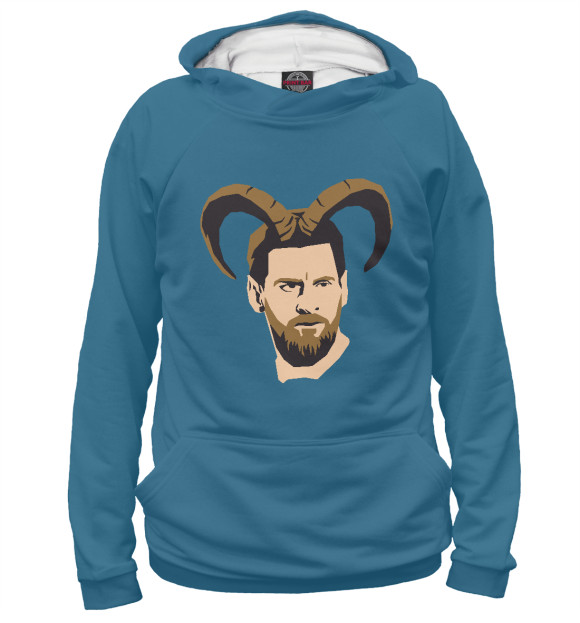 Мужское худи с изображением Messi GOAT цвета Белый