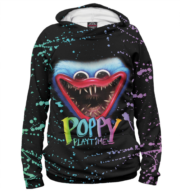 Мужское худи с изображением Poppy Playtime Хагги Вагги цвета Белый