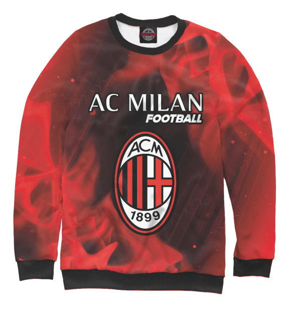 Свитшот для девочек с изображением Милан | Football цвета Белый
