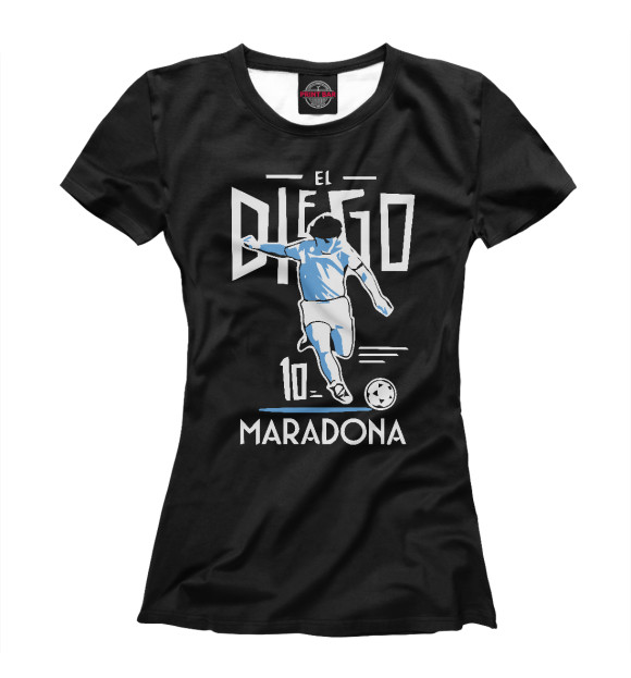 Женская футболка с изображением Диего Марадона цвета Белый