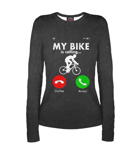 Женский лонгслив с притом Bicycle Cyclist Funny Gift цвета Белый Женский лонгслив с изображением Bicycle Cyclist Funny Gift цвета Белый