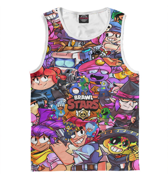 Майка для мальчика с притом Brawl Stars | Бравл Старс цвета Белый Майка для мальчика с изображением Brawl Stars | Бравл Старс цвета Белый