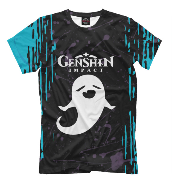 Мужская футболка с изображением Genshin Impact цвета Белый