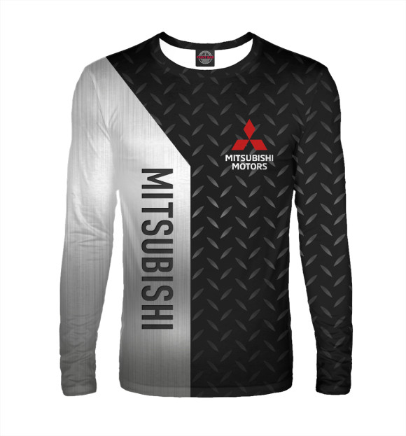 Мужской лонгслив с изображением Mitsubishi Сталь цвета Белый