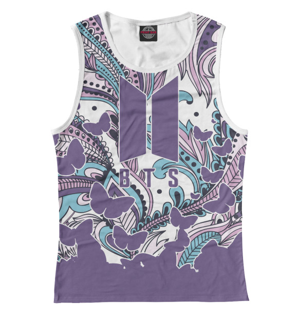 Женская майка с изображением BTS цвета Белый