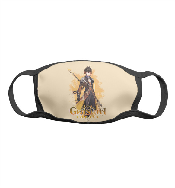 Маска тканевая с изображением Чжун Ли Genshin цвета Белый