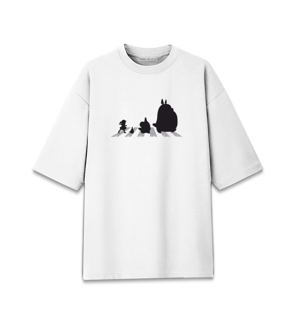 Женская футболка оверсайз с изображением Beatles Totoro цвета Белый