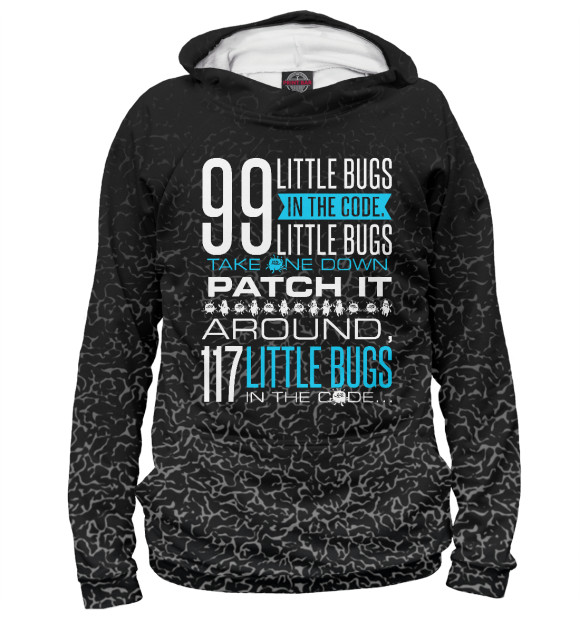Мужское худи с изображением 99 Little Bugs цвета Белый