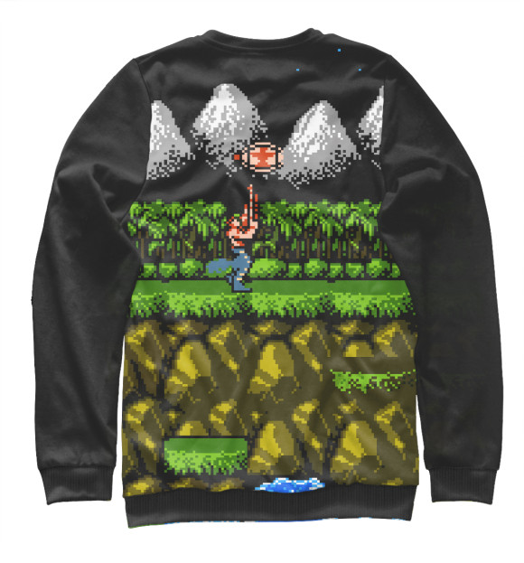 Мужской свитшот с изображением Contra 8 bit цвета Белый