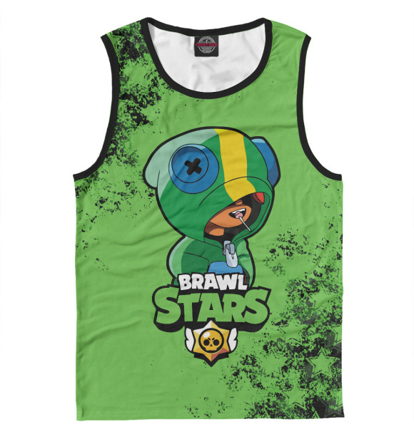 Майка для мальчика с изображением Brawl Stars LEON цвета Белый