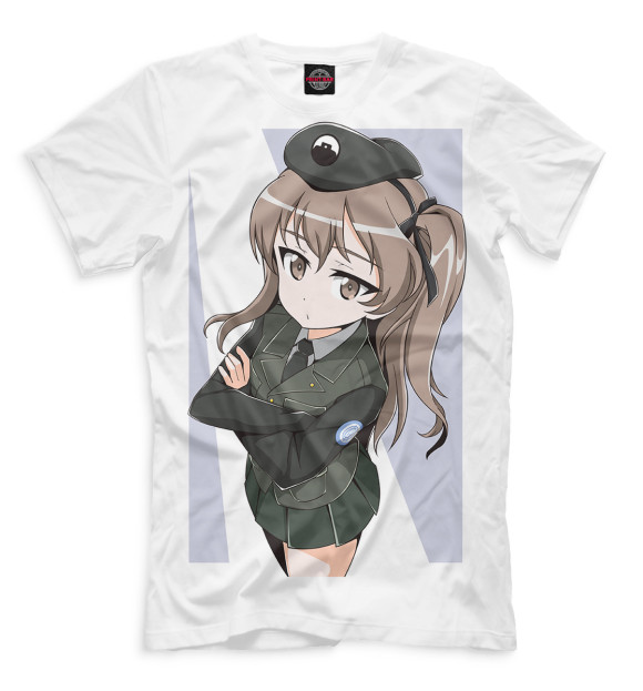 Мужская футболка с изображением Girls und Panzer цвета Белый