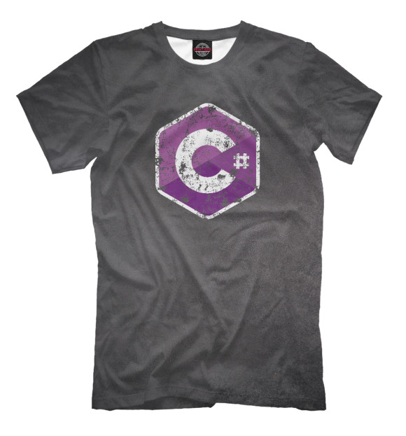 Футболка для мальчиков с изображением C Sharp Grunge Logo цвета Белый