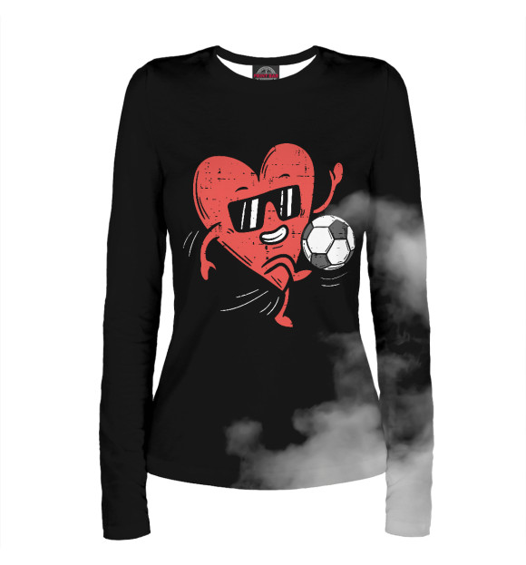 Женский лонгслив с изображением Heart Playing Soccer Valent цвета Белый