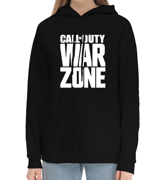 Женский хлопковый худи с изображением Warzone Call of Duty цвета Черный
